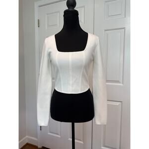 Hunter & Brown Cropped Long Sleeve Sweater in Cream